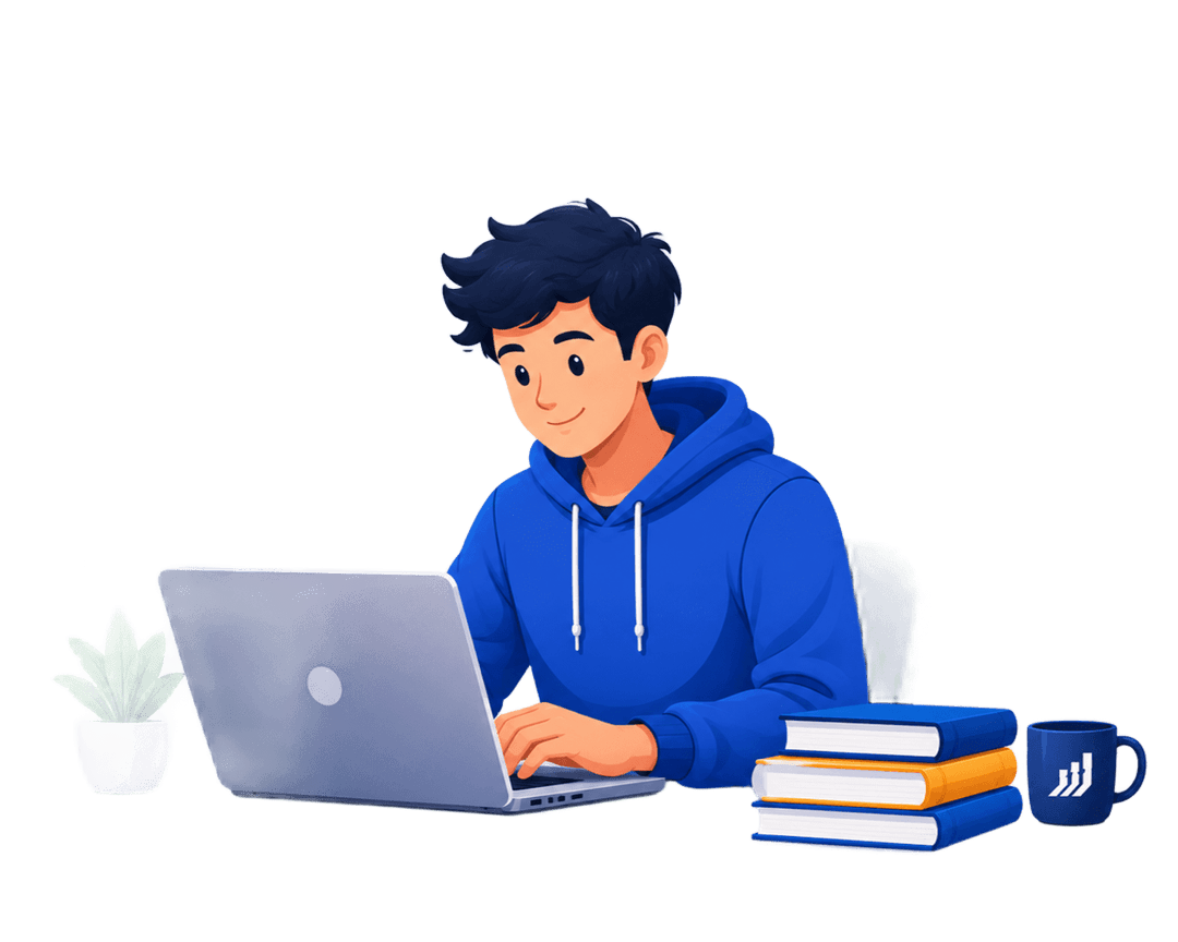 SAP student learning on laptop